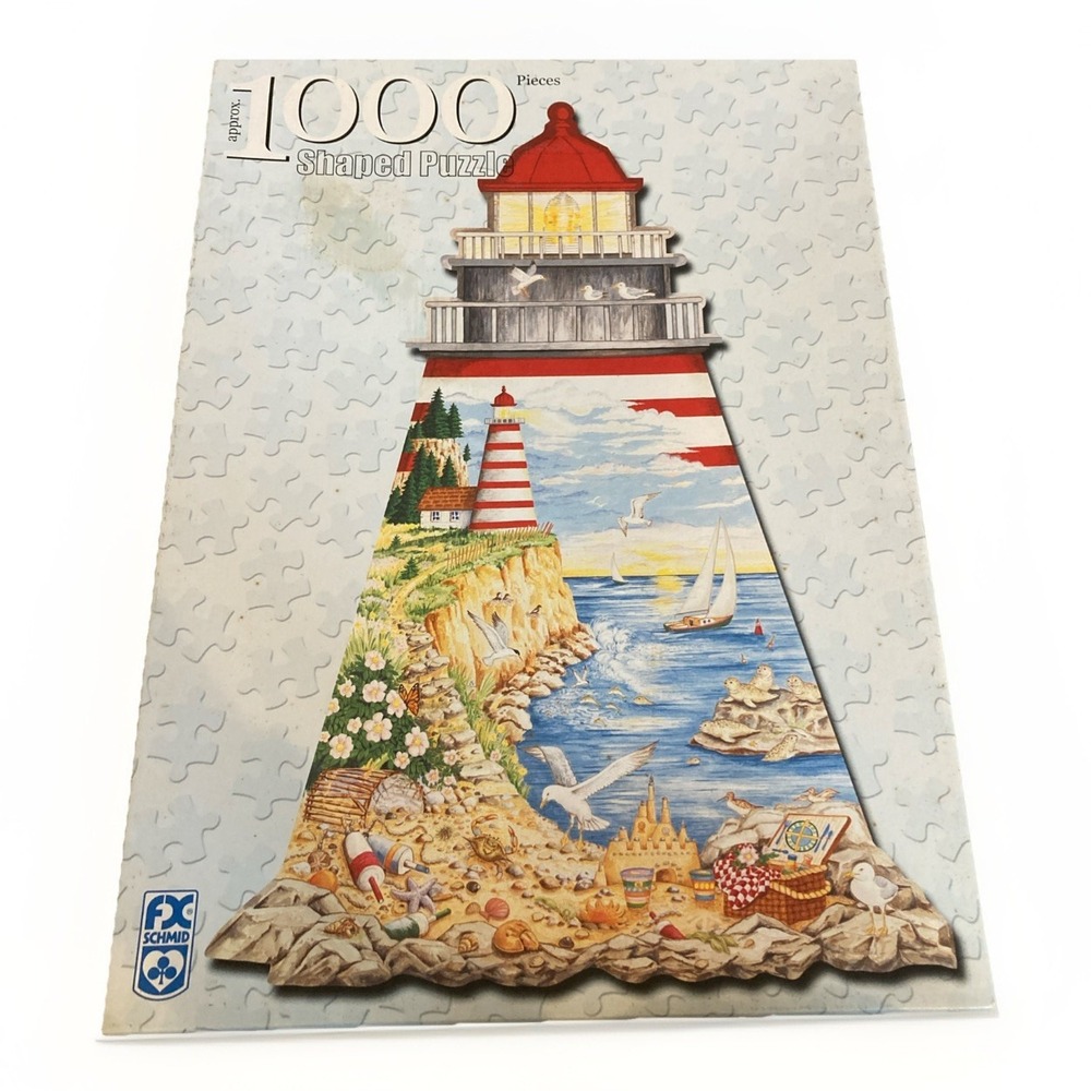 The Guiding Light 1000 Piece Lighthouse Shaped Puzzle 26 x 38" Beach Coastal